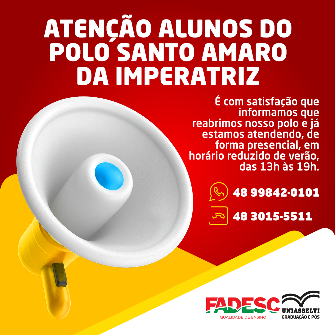 ATENÇÃO ALUNOS DO POLO SANTO AMARO DA IMPERATRIZ
