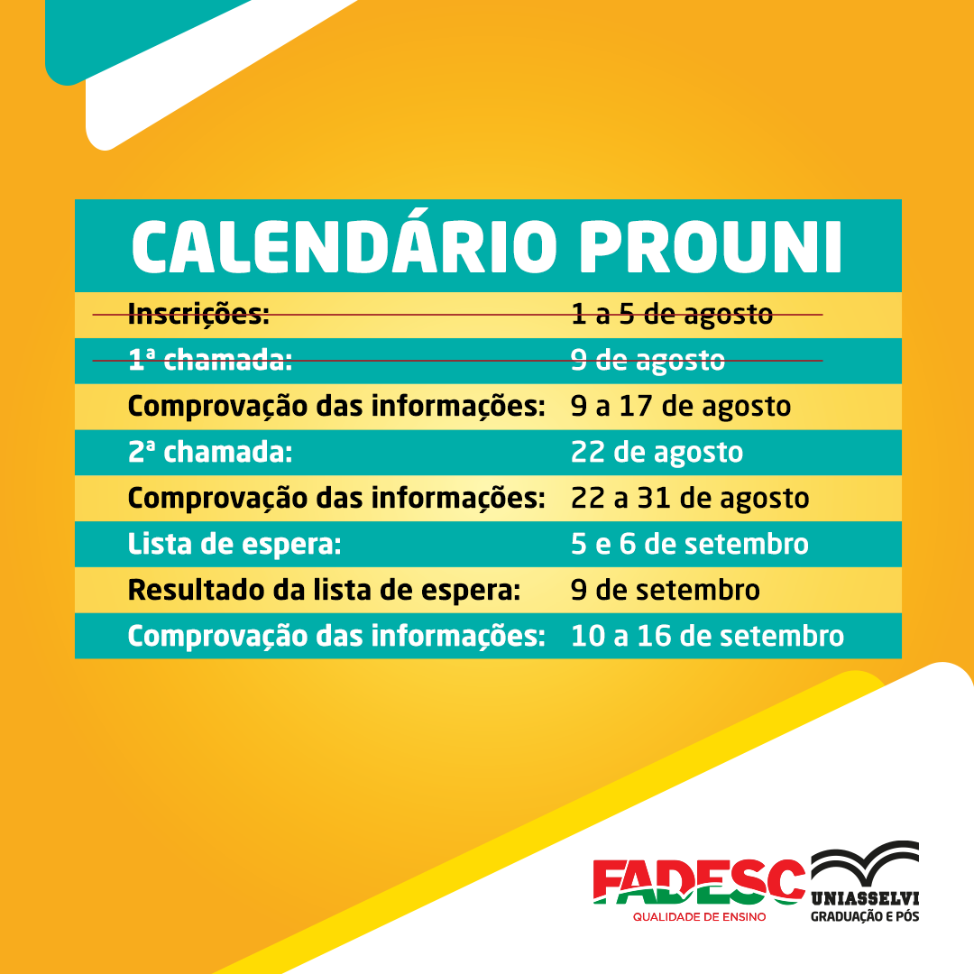 Calendário ProUni
