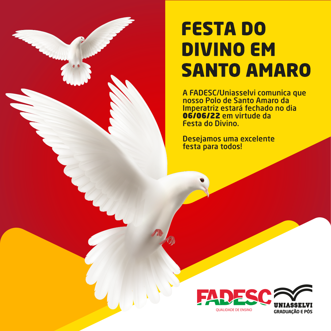 Comunicado FADESC - Festa do Divino Santo Amaro da Imperatriz