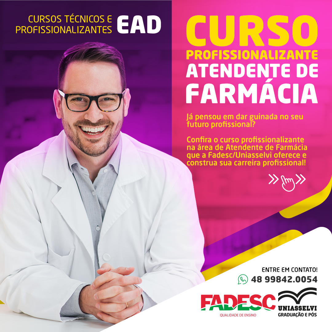 CURSO PROFISSIONALIZANTE DE ATENDENTE DE FARMÁCIA