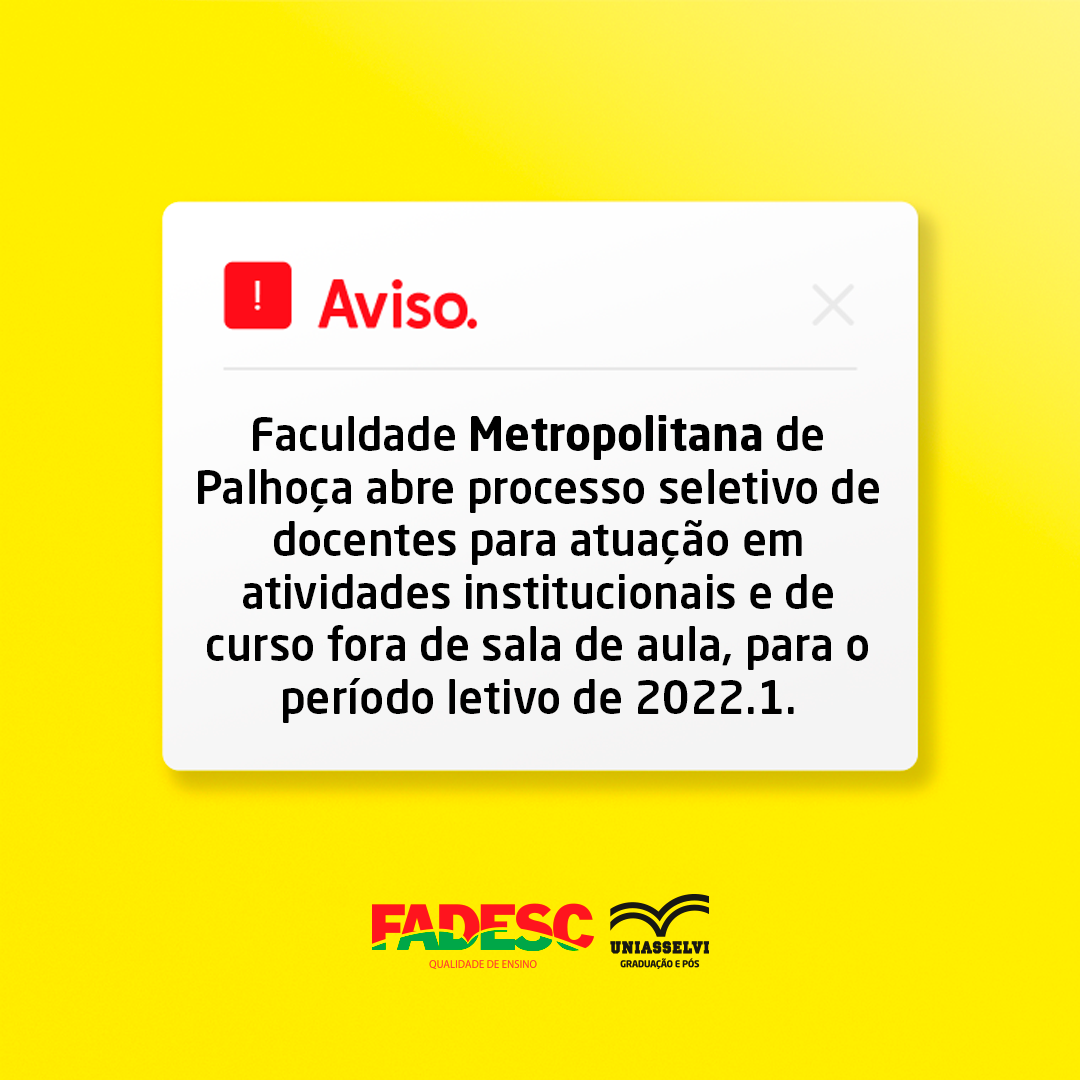 Edital de seleção de docentes para atuação para o período letivo de 2022.1
