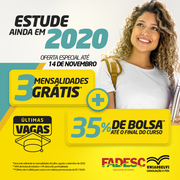 Estude ainda em 2020, aproveite a oferta especial da FADESC – Uniasselvi.