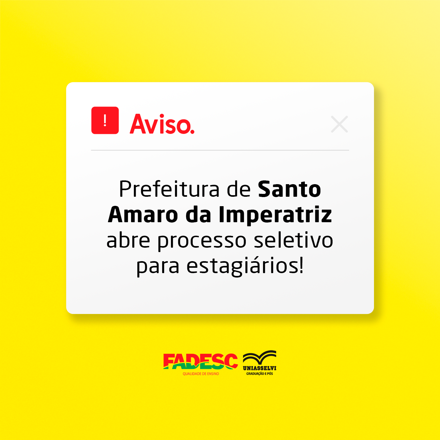 Prefeitura de Santo Amaro da Imperatriz abre processo seletivo para estagiários!